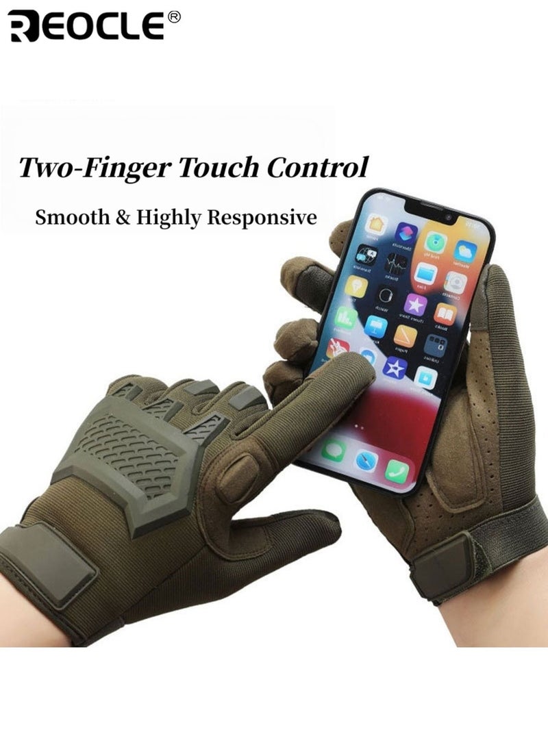 REOCLE Non-Slip Grip Thickened Gloves Windproof Touchscreen Sun Protection Breathable Perforated Design Suitable for Outdoor Cycling Driving and Climbing - Image 3