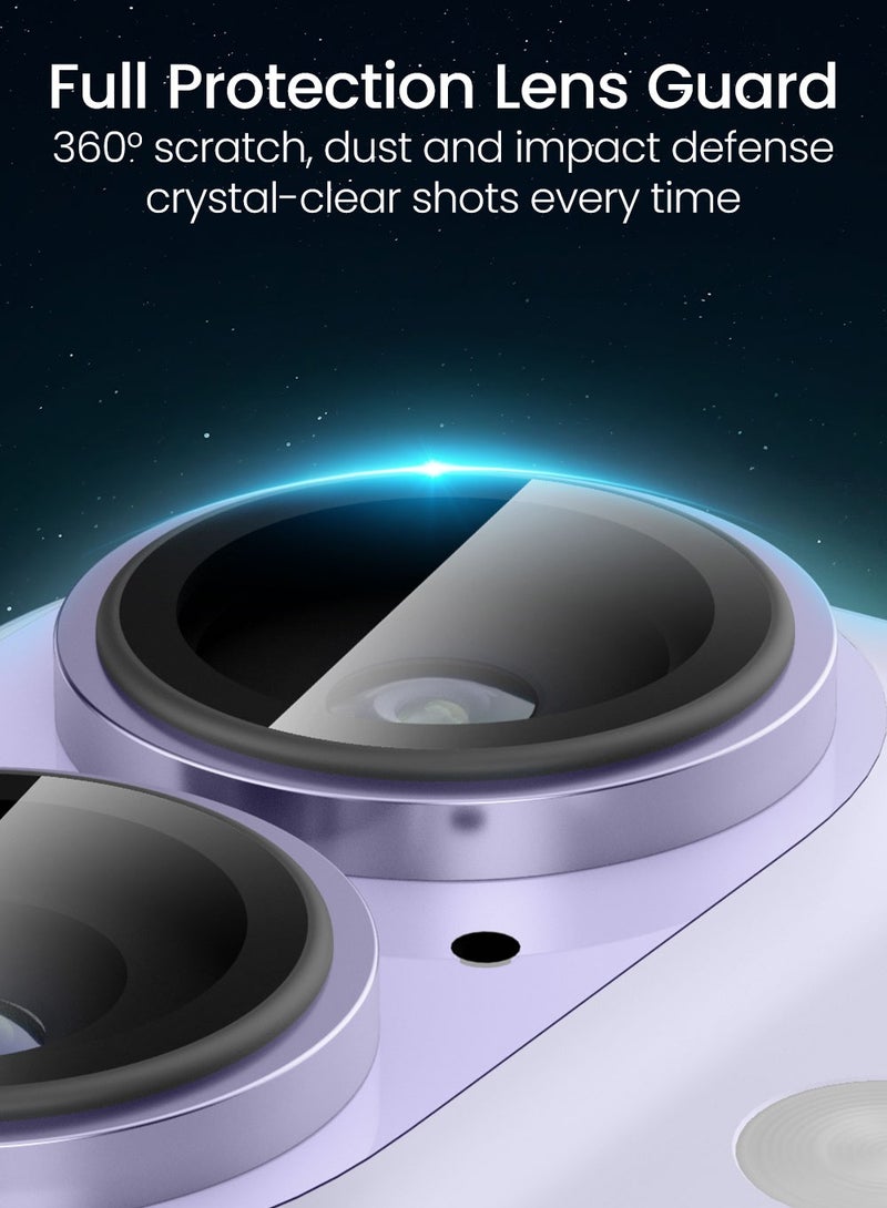 Moxedo Camera Lens Protector for iPhone 17 6.3” 2025 9H Tempered Glass Aluminum Alloy Individual Ring Camera Lens Cover Protector with Easy Installation Tool – Purple - Image 2
