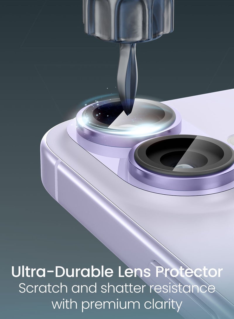 Moxedo Camera Lens Protector for iPhone 17 6.3” 2025 9H Tempered Glass Aluminum Alloy Individual Ring Camera Lens Cover Protector with Easy Installation Tool – Purple - Image 3