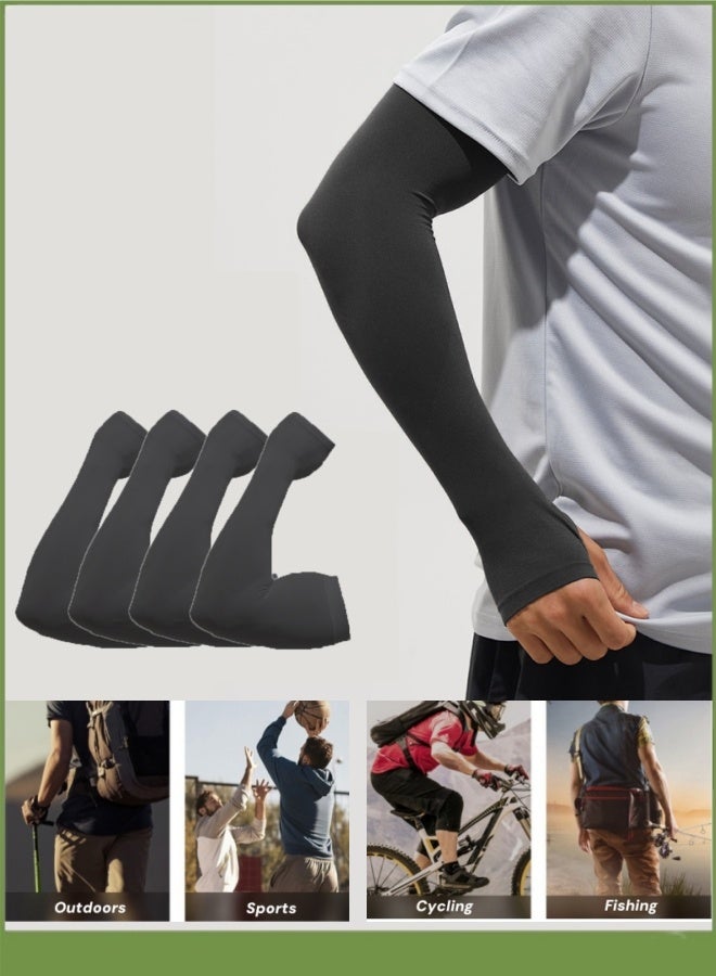 Generic 2-Pairs Arm Sleeves For Men,Cooling Arm Sleeves,Sun Protection Ice Sleeves,Cycling Arm Sleeves,Upf 50+ Arm Warmers,Uv Sun Protection Arm Cooling Sleeves,Ice Silk Outdoor Cycling Anti-Uv,Men's Driving Elastic Sleeves(Black)  - Image 1