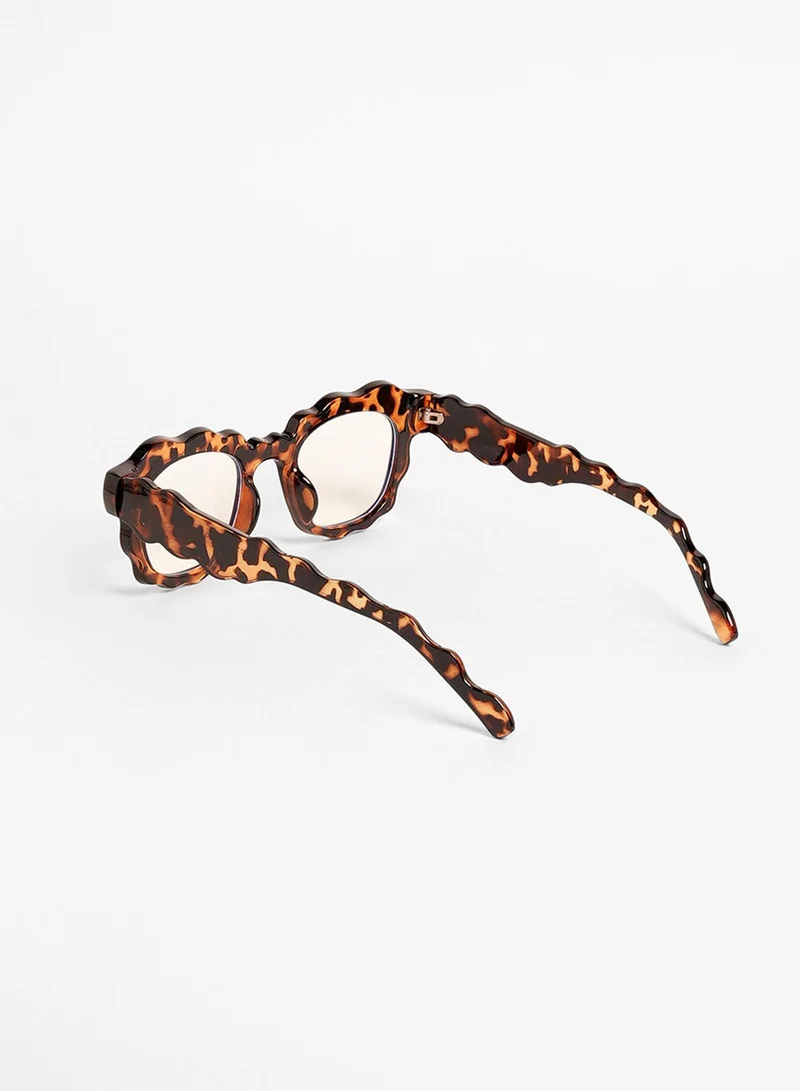 صوص هاوت The Wave Rectangular Sunglasses - Coffee Brown