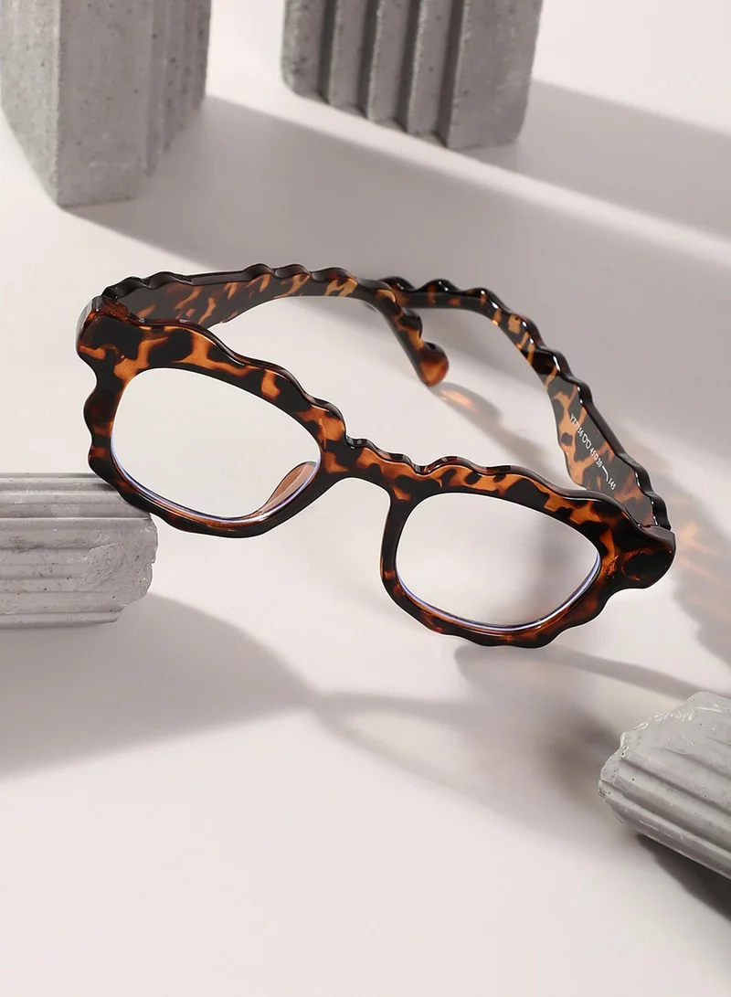 صوص هاوت The Wave Rectangular Sunglasses - Coffee Brown