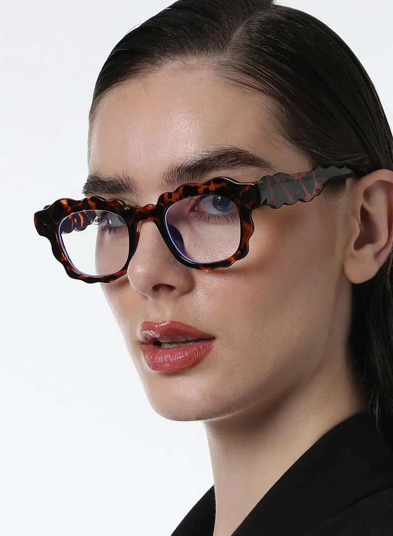 صوص هاوت The Wave Rectangular Sunglasses - Coffee Brown