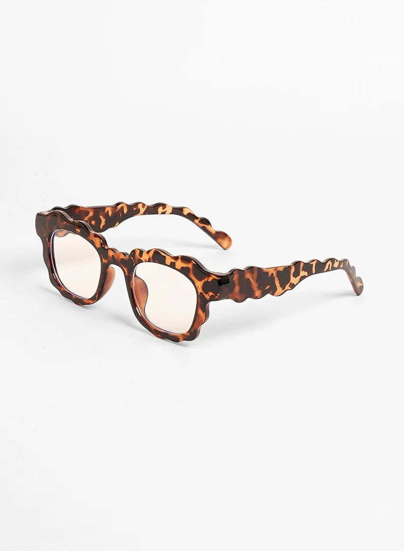 صوص هاوت The Wave Rectangular Sunglasses - Coffee Brown