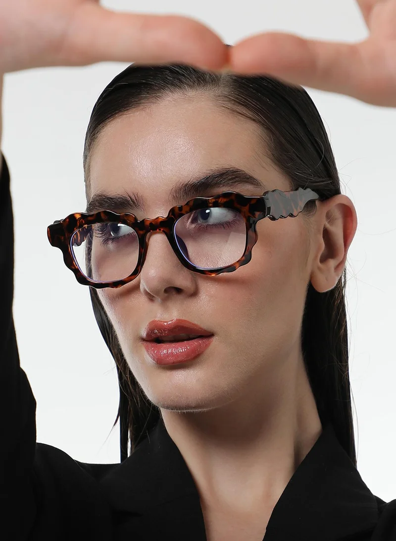 صوص هاوت The Wave Rectangular Sunglasses - Coffee Brown