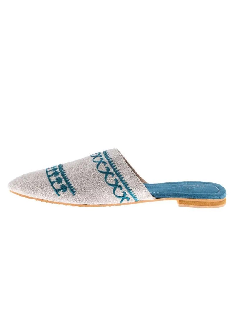 Mishkat Mamlaka Babouche Slippers for Women (Natural & Teal) - 35 EU - Image 1