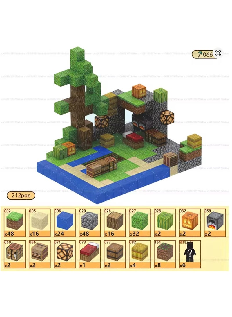 Magnetic Blocks - 212 Pieces Magnetic Building Blocks Magnetic Cube Stacking, Building Forest World Set, STEM Montessori Sensory Toys for Kids Boys Girls Age 3 4 5 6 7 8 - Image 1