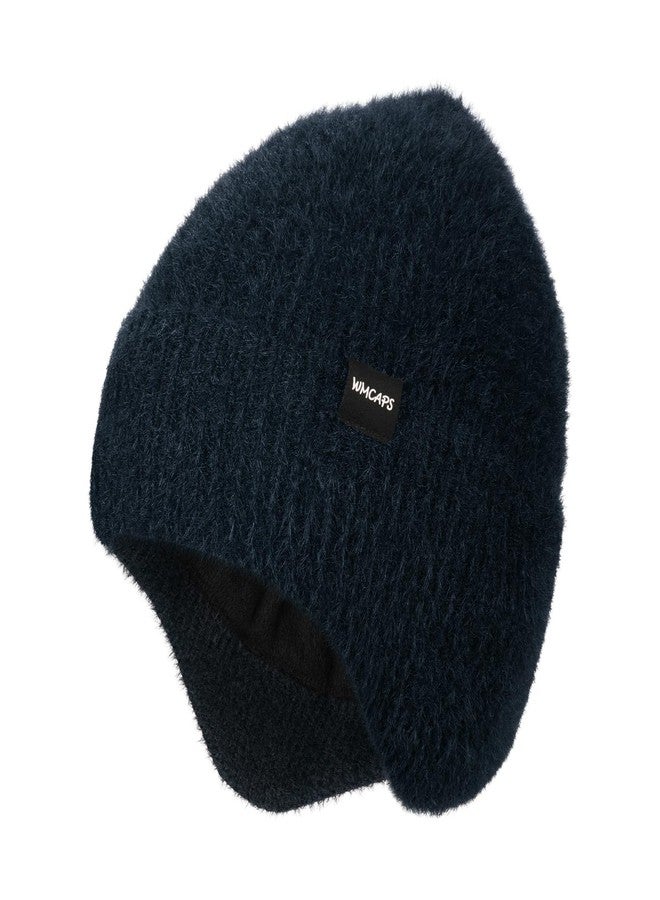 Wmcaps Fleece Lined Beanie with Earflap, Warm Thermal Knit Winter Hats for Men Women，Outdoor Stocking Cap, Navy Blue, One size - Image 1