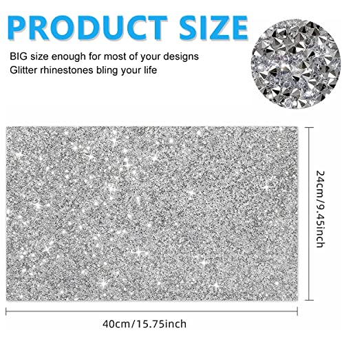 MAYCREATE 1 Roll Self Adhesive Bling Rhinestone Strips Diamond Ribbon, Rhinestones Diamonds Ribbon Bling Wrap For Diy Crafts, Makeup Table, Phone, Party Decor, 9.4" X 15.8", White - Image 2
