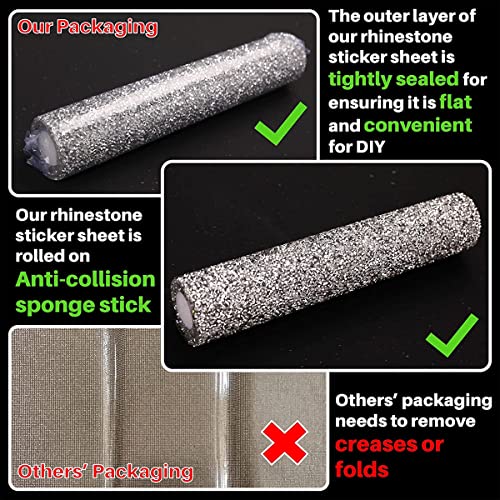 MAYCREATE 1 Roll Self Adhesive Bling Rhinestone Strips Diamond Ribbon, Rhinestones Diamonds Ribbon Bling Wrap For Diy Crafts, Makeup Table, Phone, Party Decor, 9.4" X 15.8", White - Image 5