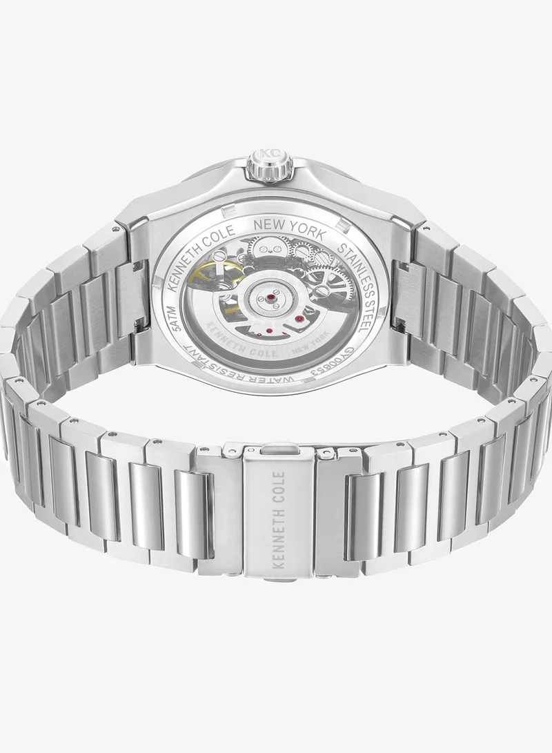 Kenneth Cole New York silver Verrazzano Stainless Steel Bracelet Automatic Watch for Men, 43.5mm for Men | Best Price UAE