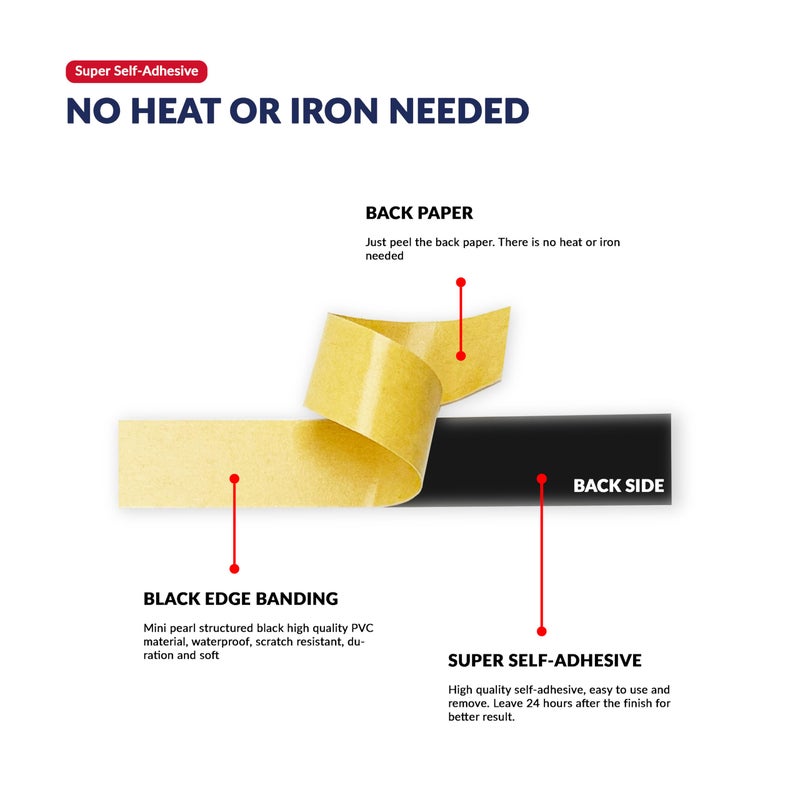 UNMAR Black Pvc 1 1/2 Inch X 100 Ft Edge Banding Tape Peel Stick Adhesive Veneer Edging Trim Wood Laminate Cabinet Furniture Plywood Formica Shelf Countertop Table Repair Strip Band Roll - Image 4