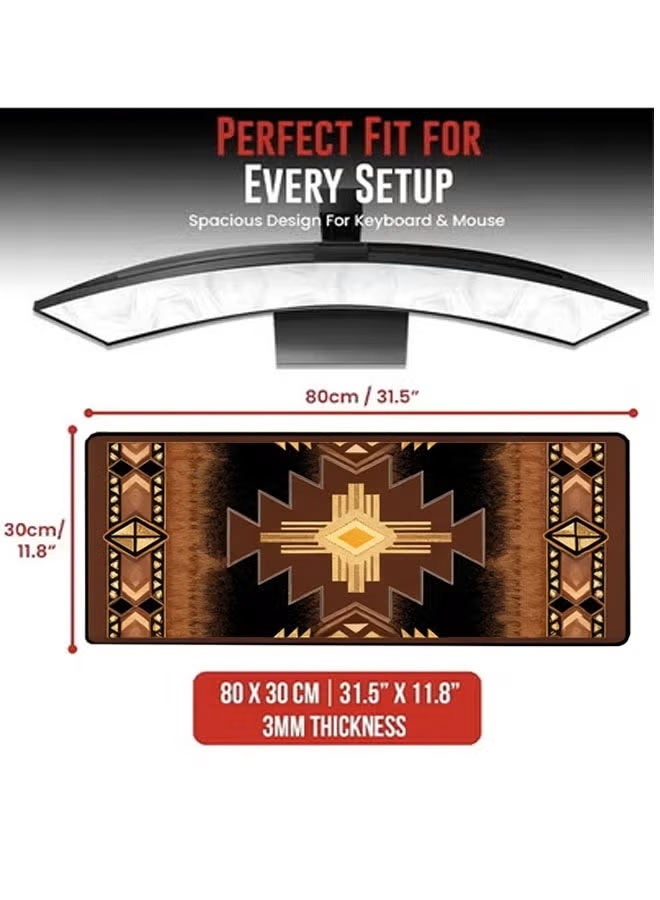 Large Mouse Pad Gaming Mouse Pad,Waterproof Laptop Pad, Pc Keyboard Non-slip Thicker Supper Rubber Table Mat Mouse Pads,Office Desk Mat Desk Pad,Smooth Cloth Surface Keyboard Mouse Pads For for Work, Games, Study,Geometric Pattern Extended Mouse Pad 80x30cm - Image 2