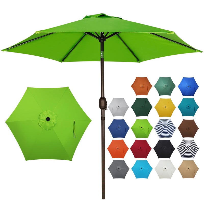 Blissun 7.5 ft Patio Umbrella, Yard Umbrella, Outdoor Market Umbrella with Push Button Tilt Crank, Lime - Image 1