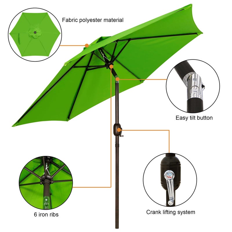 Blissun 7.5 ft Patio Umbrella, Yard Umbrella, Outdoor Market Umbrella with Push Button Tilt Crank, Lime - Image 2