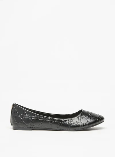 Flora Bella By Shoexpress Women's Textured Slip-On Round Toe Ballerina Shoes