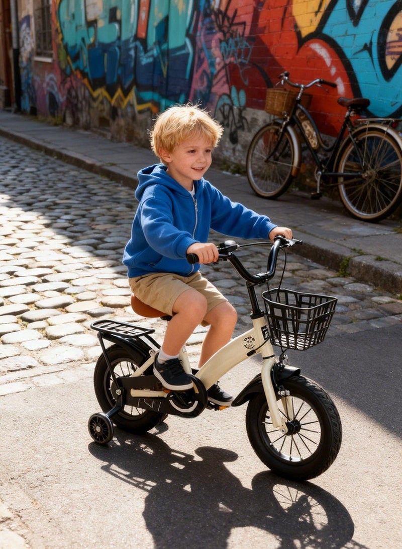 Sharpdo 14 Inch Bicycle for Kids, with Flashing Training Wheels, Adjustable Seat and Basket, High Carbon Steel Frame, Kids Bike for 3-5 Years Boys and Girls - Image 2