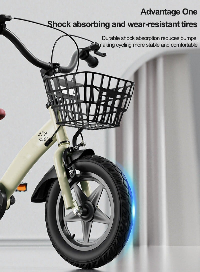Sharpdo 14 Inch Bicycle for Kids, with Flashing Training Wheels, Adjustable Seat and Basket, High Carbon Steel Frame, Kids Bike for 3-5 Years Boys and Girls - Image 3