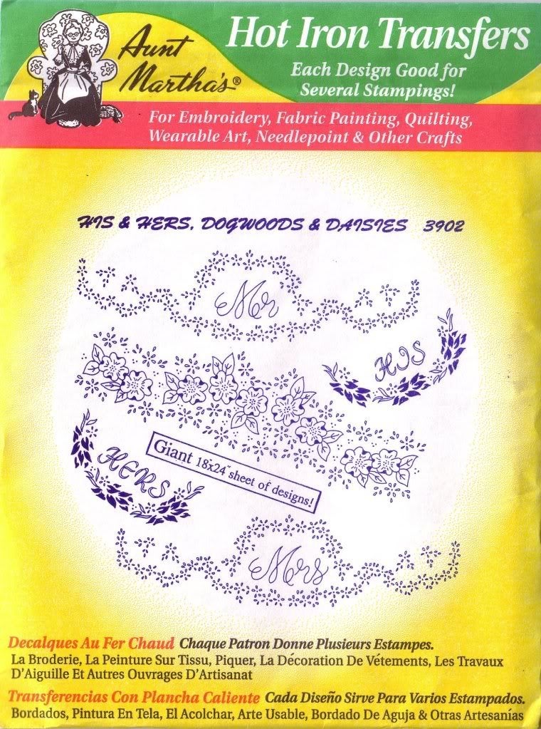 Aunt Martha's His & Hers, Dogwoods & Daisies Aunt Martha's Hot Iron Embroidery Transfer - Image 5