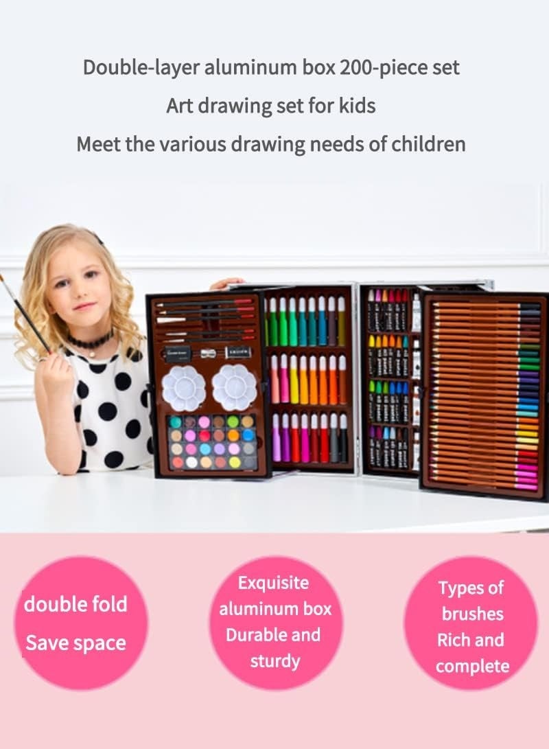 Kiddle Drawing and Painting Set, Art Supplies Bag, Aluminum Gift Box for Girls and Boys, 200 Pieces - Image 2