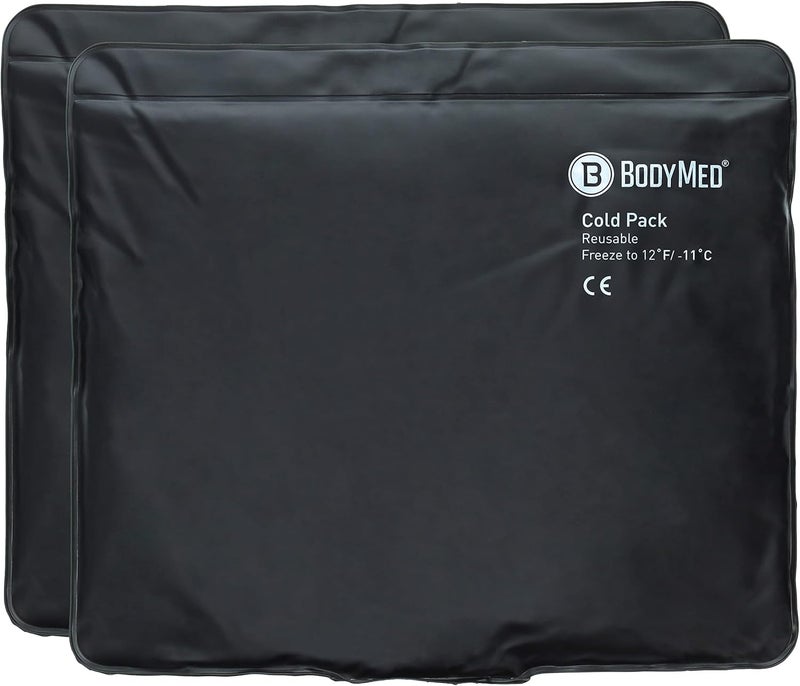 BodyMed Heavy Duty Reusable Urethane Ice Pack (2-Pack) for Knee, Arm, Elbow, Shoulder, Back - Professional Grade Cold Therapy for Injuries, Aches, Swelling, Bruises - 14 in. x 12 in. (Standard)