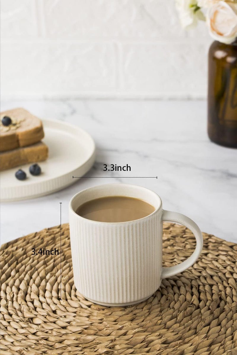 famiware Coffee Mug Set for 4 Star 12 oz Catering Mugs Cup Set with Handle for Coffee Tea Cocoa Milk  Ceramic Stoneware Drinkware Set Matte White - Image 5