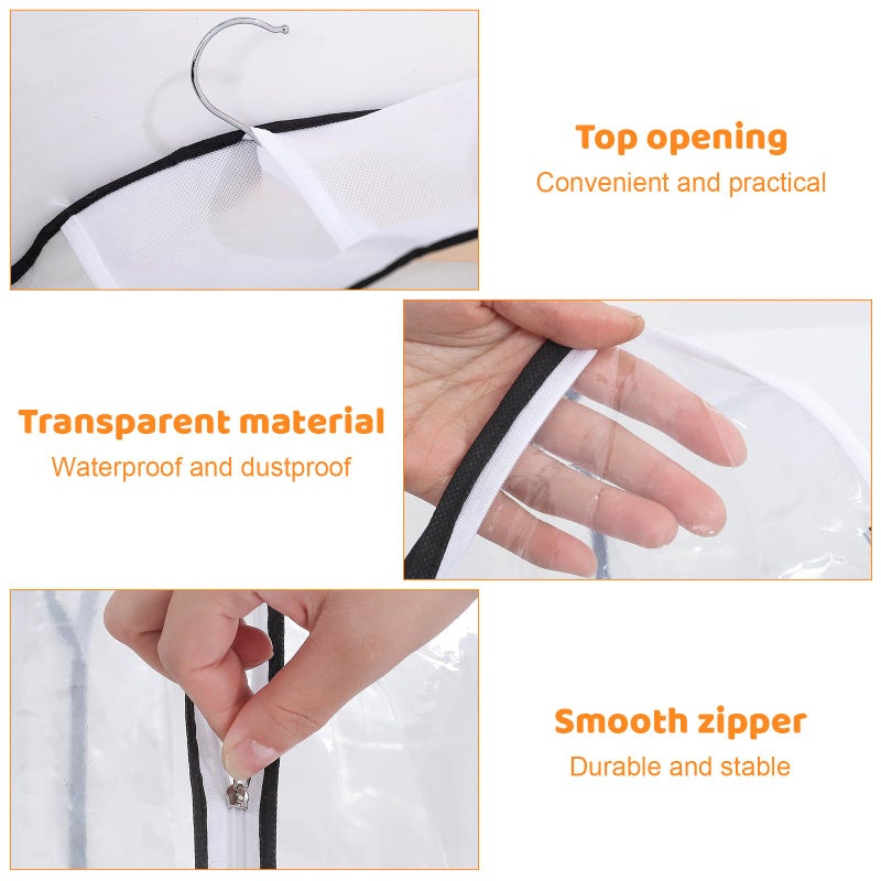 Dntorx 4 Pack Full Clear Garment Bags with Side Zipper, 40" Clothes Covers with 10" Gusset, Transparent Hanging Suit & Coat Covers for Closet Storage, Jackets, Dresses, Windbreakers - Image 4