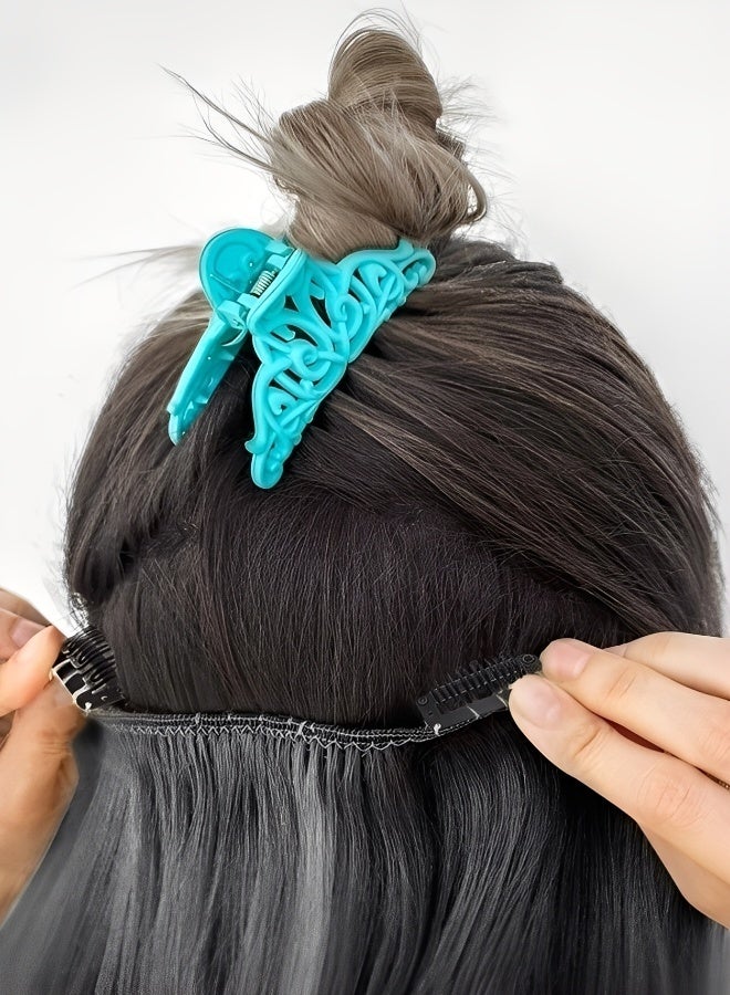 20 Pieces Hairpieces Snap Clips U Shape Wig Clips for Hair Extensions Making DIY Wig Accessories Set Tools with Needle and Thread  Black Color - Image 5