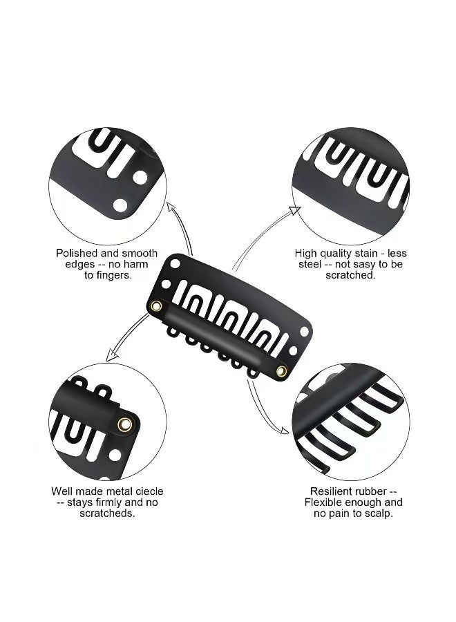 20 Pieces Hairpieces Snap Clips U Shape Wig Clips for Hair Extensions Making DIY Wig Accessories Set Tools with Needle and Thread  Black Color - Image 2