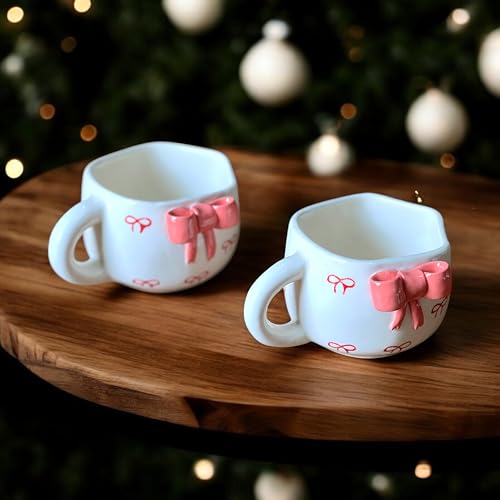BACKKSPACE RETAIL Ceramic Mug with Unique Art – 250ml | Perfect for Coffee Tea Milk | Microwave and Dishwasher Safe | Ideal for Home, Office, Gifting, Diwali (Pink Bow Mug) - Image 3