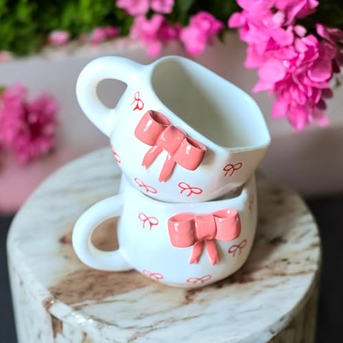 BACKKSPACE RETAIL Ceramic Mug with Unique Art – 250ml | Perfect for Coffee Tea Milk | Microwave and Dishwasher Safe | Ideal for Home, Office, Gifting, Diwali (Pink Bow Mug) - Image 4