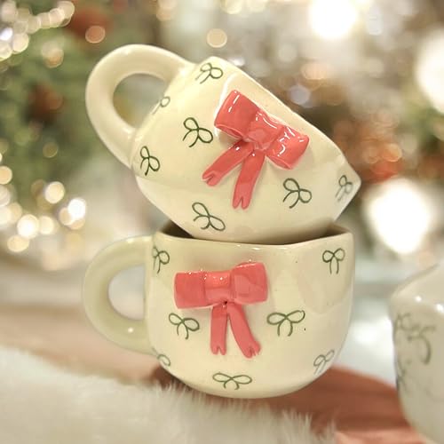 BACKKSPACE RETAIL Ceramic Mug with Unique Art – 250ml | Perfect for Coffee Tea Milk | Microwave and Dishwasher Safe | Ideal for Home, Office, Gifting, Diwali (Pink Bow Mug) - Image 1