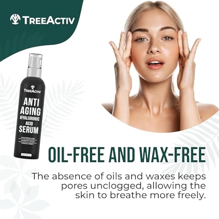 TreeActiv Anti-Aging Hyaluronic Acid Serum for Face 2 oz, Hydrating Wrinkle Repair for Skin Care, Pure Hyaluronic Acid Face Serum for Women, Oil-Free Anti-Aging for Advanced Skin Repair TreeActiv - Image 2