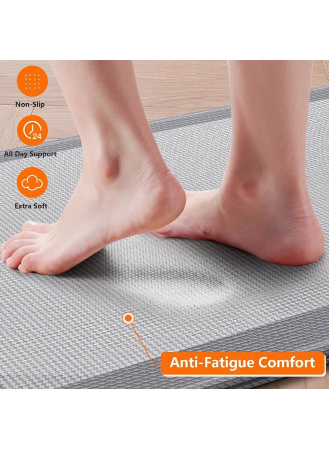 SofterCharm Kitchen Mats, 2PCS Kitchen Rugs for Floor, Cushioned Anti-Fatigue Mats for Kitchen Floor, Non-Slip Standing Desk Mat for Sink, Home, Laundry & Office, 17.3"x30"+17.3"x47" (Grey) - Image 4