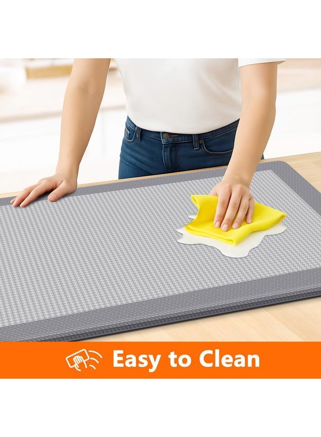 SofterCharm Kitchen Mats, 2PCS Kitchen Rugs for Floor, Cushioned Anti-Fatigue Mats for Kitchen Floor, Non-Slip Standing Desk Mat for Sink, Home, Laundry & Office, 17.3"x30"+17.3"x47" (Grey) - Image 3