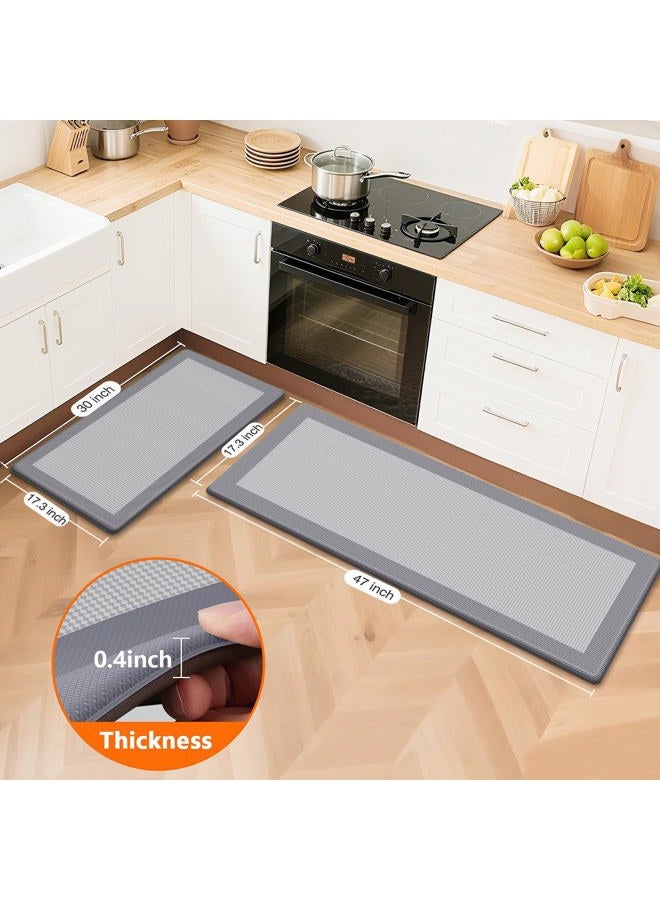SofterCharm Kitchen Mats, 2PCS Kitchen Rugs for Floor, Cushioned Anti-Fatigue Mats for Kitchen Floor, Non-Slip Standing Desk Mat for Sink, Home, Laundry & Office, 17.3"x30"+17.3"x47" (Grey) - Image 2