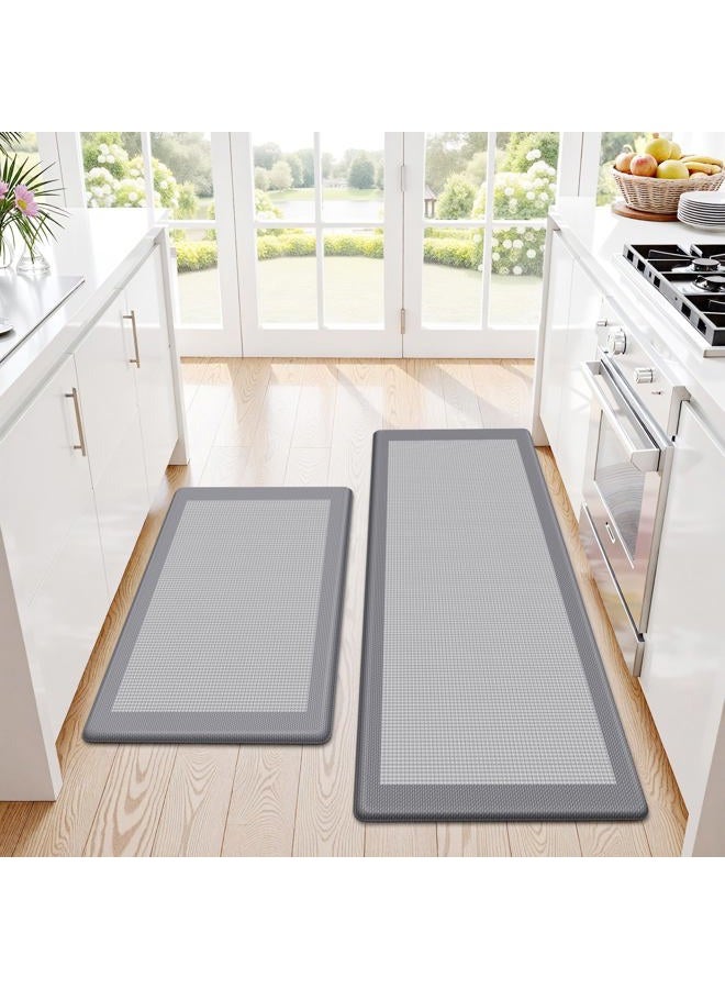 SofterCharm Kitchen Mats, 2PCS Kitchen Rugs for Floor, Cushioned Anti-Fatigue Mats for Kitchen Floor, Non-Slip Standing Desk Mat for Sink, Home, Laundry & Office, 17.3"x30"+17.3"x47" (Grey) - Image 1