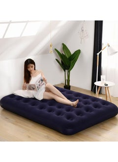 EXCLIFE Thickened lunch break inflatable mattress for single person  (with foot pump + repair kit) blue  - Image 1