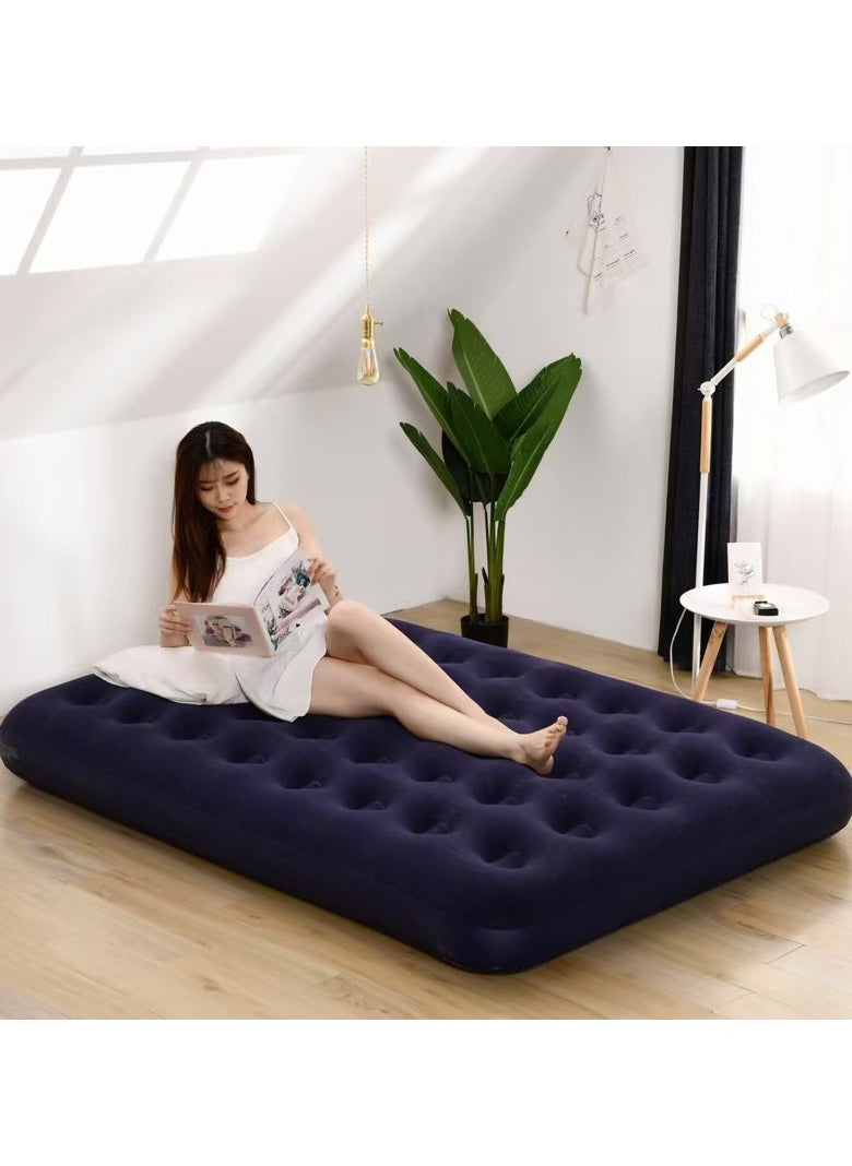 EXCLIFE - Thickened lunch break inflatable mattress for single person  (with foot pump + repair kit) blue - Image 1