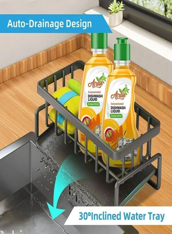 EBOFAB Metal Kitchen Sink Draining Rack – Rustproof 304 Stainless Steel Sponge Holder & Sink Caddy Organizer with Fast Draining Tray for Brushes, Dish Soap, and Sponges – Space Saving Sink Accessory - Image 5