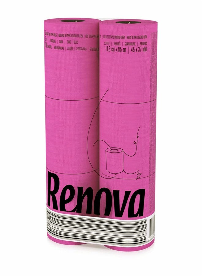 Renova Pink Toilet Paper 3-Ply -Ideal for Decorating Your Home or Office - Pack of 6 Compact Rolls- 140 Sheets - Eco-label Certified - Dermatologically Tested - Septic Safe - Sustainable & Soft - Image 1