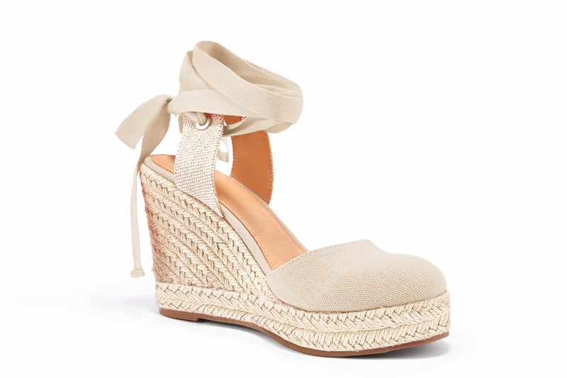 FISACE Womens Summer Lace Up Espadrilles Wedge Sandals Closed Toe Ankle Strap Platform Shoes - Image 2