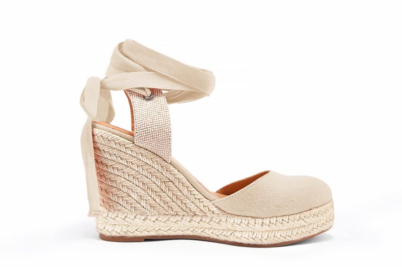 FISACE Womens Summer Lace Up Espadrilles Wedge Sandals Closed Toe Ankle Strap Platform Shoes - Image 3