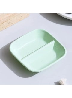 Agabani Agabani Double Compartment Wheat Straw Dipping Dish SpaceSaving Seasoning Dish with NonSlip Base Sustainable Divided Serving Platter for Mustard Pepper Salt Vinegar Appetizers Green_6 Pcs  - Image 4