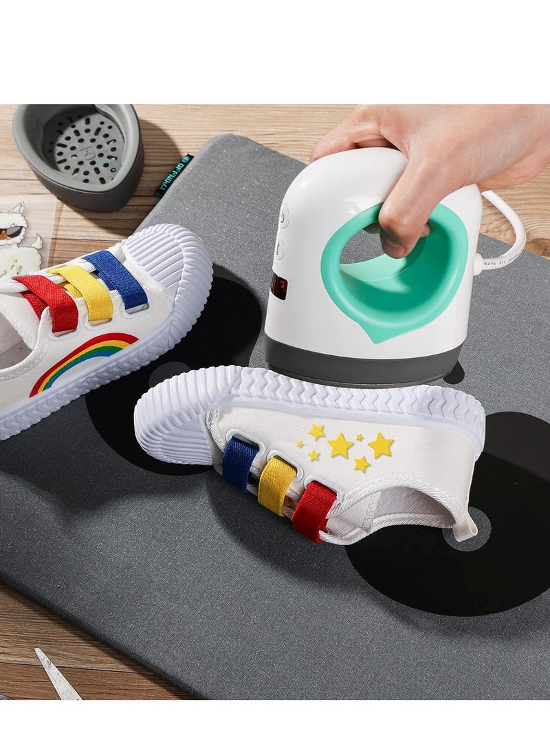 Mini Heat Press for T-Shirts Shoes Hats, 10 x 6.2 cm Small Iron Press for Crafts 5 Heat Settings with LCD, 3D Stickers & Bag Included  - Image 2