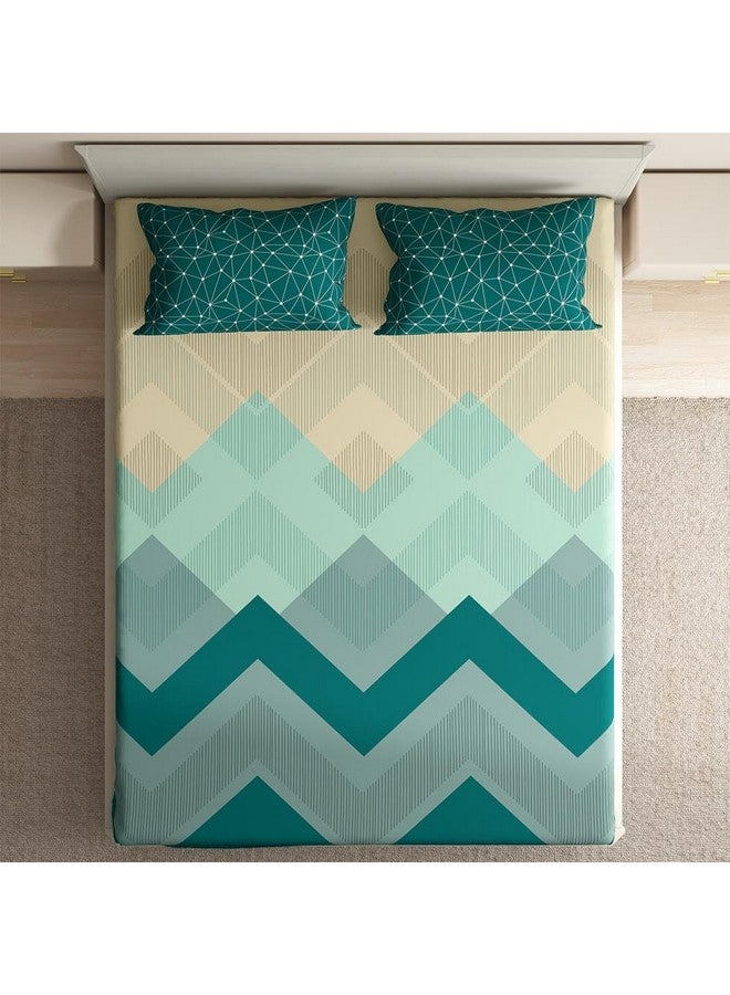 Wakefit Cotton Fitted Bedsheet | 144 TC Elastic Fitted Sheet, Queen Bed Bedsheet with 2 Pillow Covers | Michele - 75x60 inches - Image 5