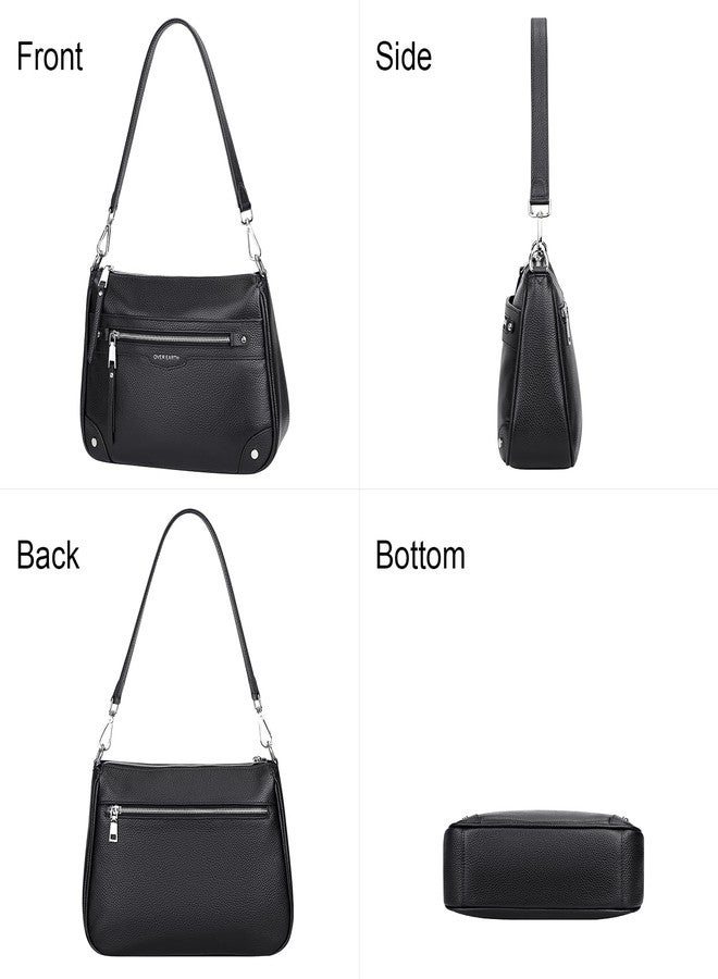 Over Earth Leather Crossbody Bags for Women Small Hobo Purses Ladies Shoulder Bag, Black, Small Size - Image 5