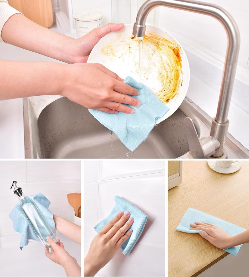SGMVK Cleaning Cloth Roll Reusable Washable 20 Pack for Kitchen Surfaces Car, Home, Garage or Shop Cleaning Tear Away Microfiber Towels (1, Blue) - Image 4