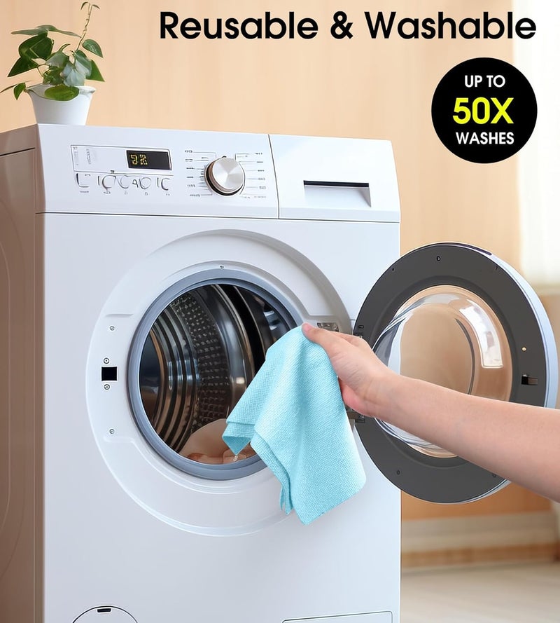 SGMVK Cleaning Cloth Roll Reusable Washable 20 Pack for Kitchen Surfaces Car, Home, Garage or Shop Cleaning Tear Away Microfiber Towels (1, Blue) - Image 5
