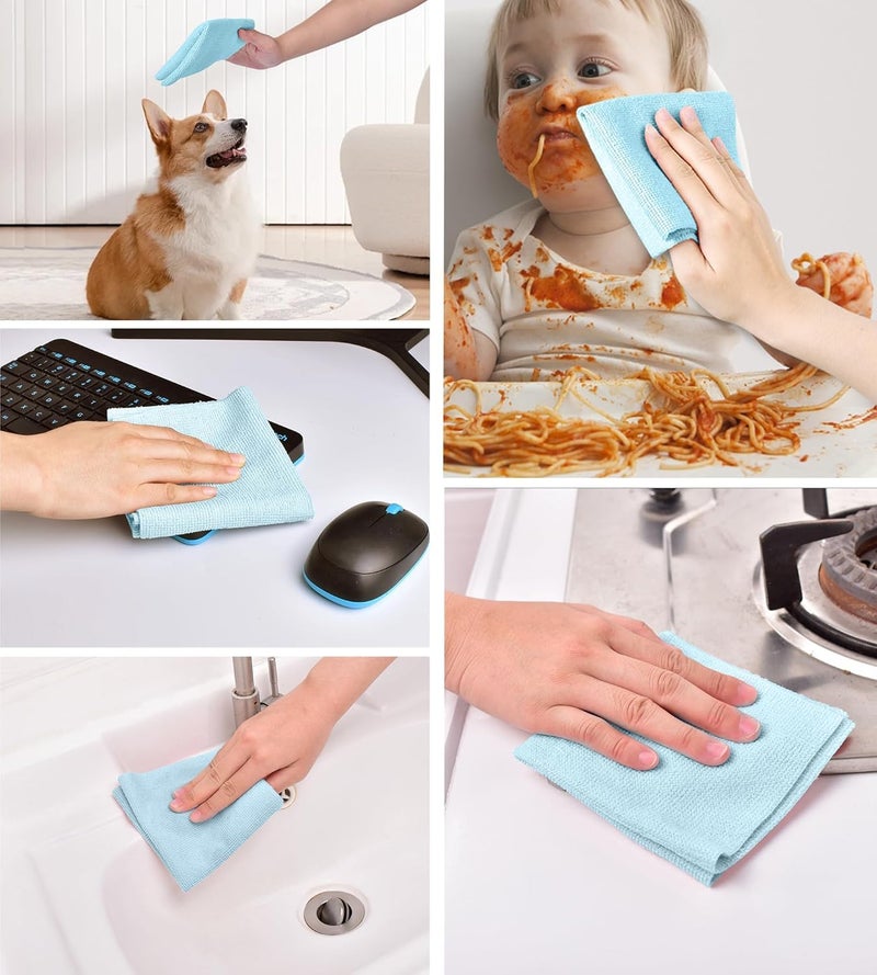 SGMVK Cleaning Cloth Roll Reusable Washable 20 Pack for Kitchen Surfaces Car, Home, Garage or Shop Cleaning Tear Away Microfiber Towels (1, Blue) - Image 2